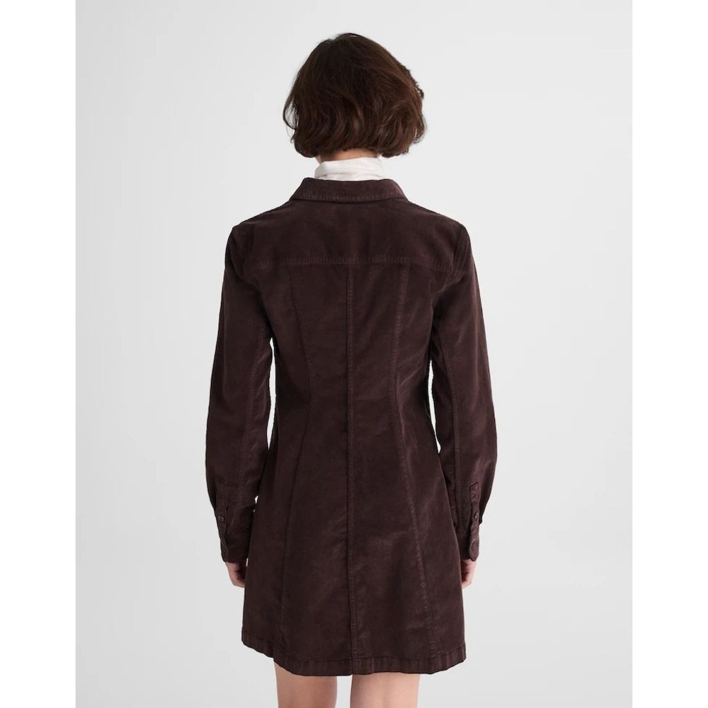 Madewell Corduroy Mini Dress Brown Button Front Minimalist Preppy 70s Boho Sz 2 - Picture 3 of 9